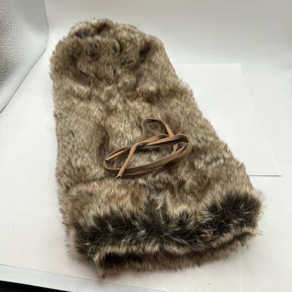Philhobar Faux Fur Golf Club Cover w Leather Ties 13 x 7 w Brown Satin Lining - Picture 1 of 10